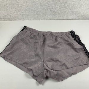 Cozy Rozy California Satiny Sleep Shorts with Black Side Lace Sz M Grey NWT 6287